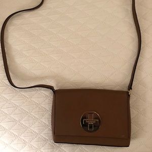 Kate Spade Brown Crossbody Bag with gold clasp
